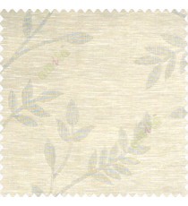 Beige color beautiful self design long leaf twig flowing plants traditional look poly fabric sheer curtain